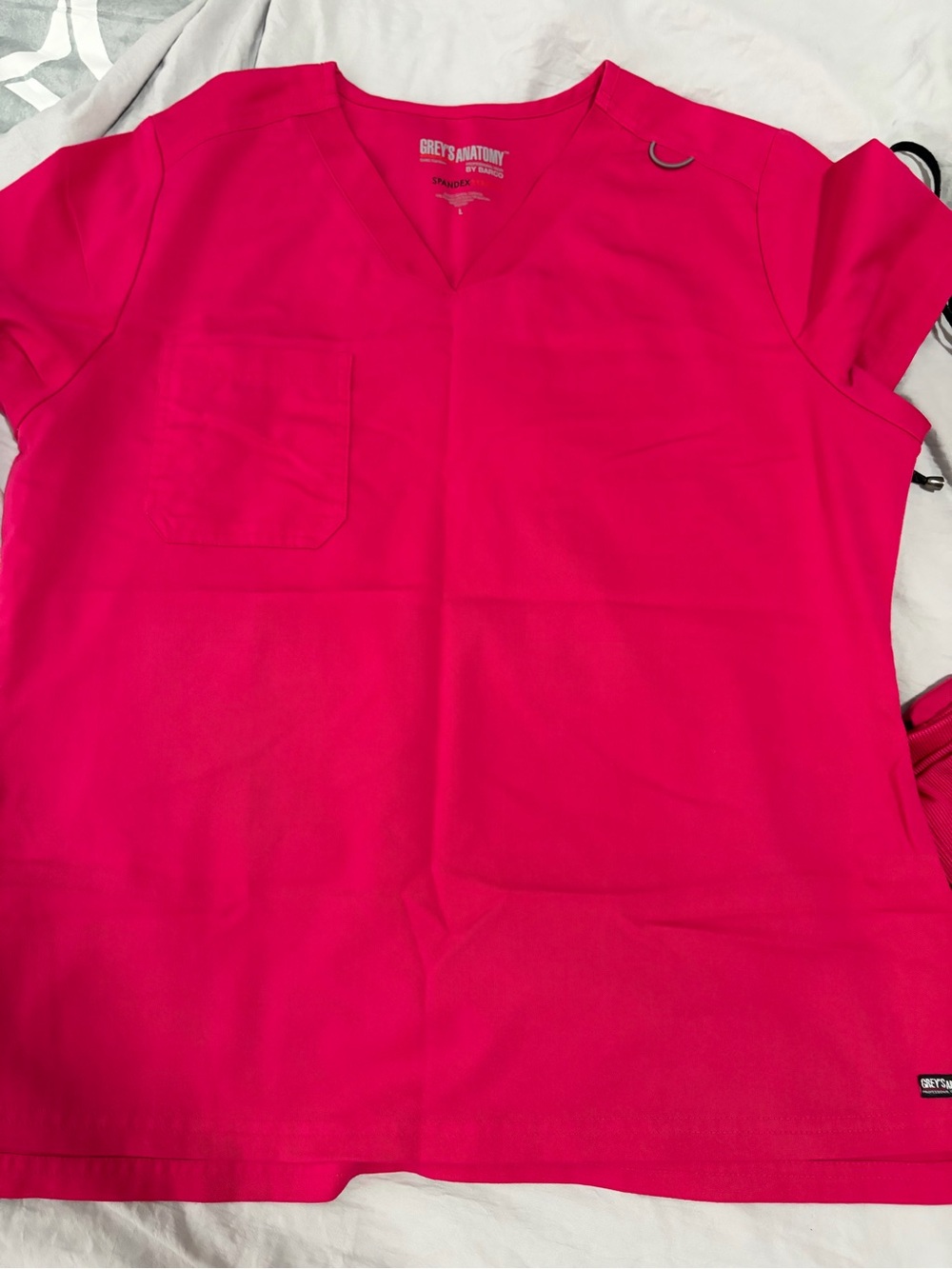 *SET* Grey's Anatomy Women's Hot Pink V-Neck Scrub Top
